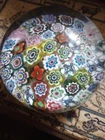 VTG Murano Millefiori Paperweight Art Glass Polished Bottom Candy Colors W/Tag