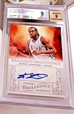 2012-13 panini BRILLIANCE AUTOGRAPH  #37 KAWHI LEONARD RC BEGININGS BGS 9 AUTO