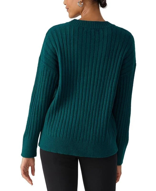 Sanctuary 女式罗纹圆领长袖套衫毛衣玉色 L 码 — 第 3/3 张图片