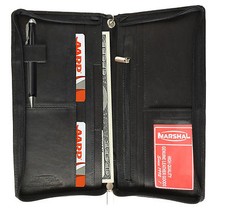 Genuine Leather Travel Organizer Zip Around Card ID Ticket Passport Holder New