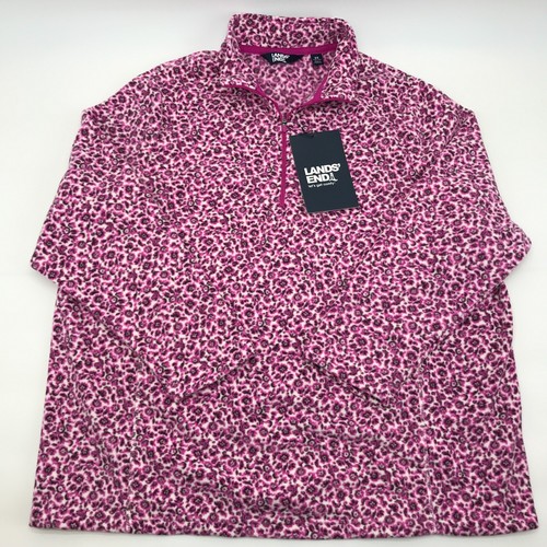 Women's 2X 1/4 Quarter Zip Fleece Pullover Top Plus Size Floral Pink