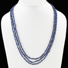 129.00 Cts Earth Mined 3 Strand Blue Iolite Faceted Beads Necklace JK 52KY6