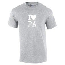 I Heart Love PA Shirt Pennsylvania The Keystone State Gray White Gift T-shirt