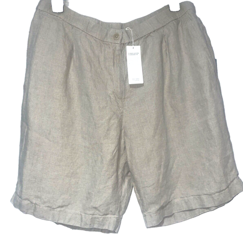 Eileen Fisher Women’s Organic Linen Bermuda Shorts size XL NWT Mid Thigh Pebble