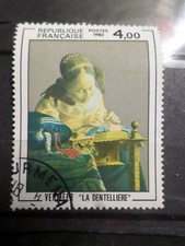 FRANCE 1982, timbre 2231, TABLEAU VERMEER, DENTELLIERE oblitéré, VF STAMP EX C