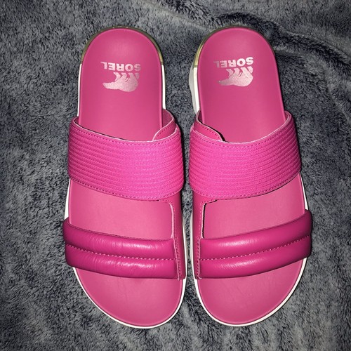 Sorel Fuschia Fizz/Sea Salt Viibe™ Slide Sandals Women's Size 9.5 NEW List $115 - Picture 5 of 10