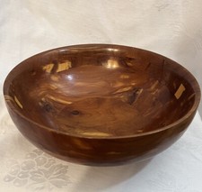 Hand Carved Cedar Serving Bowl Wooden Footed 11  Vintage Retro