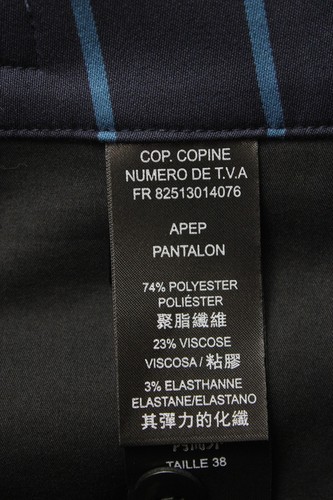 COP COPINE Pantalon Trousers Women's (EU) 38 Belted Regular Fit Pinstriped - Picture 10 of 12