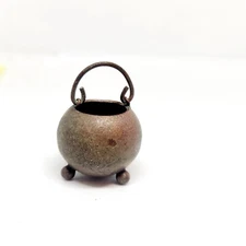 Vtg Miniature Dollhouse Copper 3 Leg Hanging Cauldron Pot Witch Halloween Mini