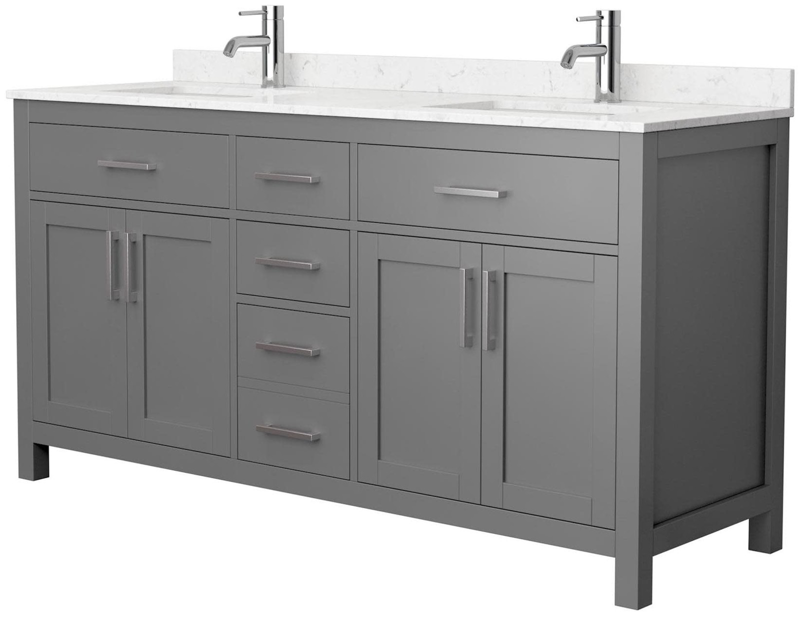 Beckett 66 Inch Dark Gray Carrara Marble Cultured Vanity