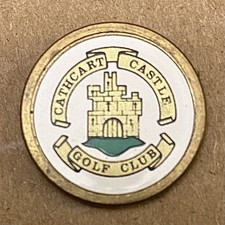 Cathcart Castle  Golf Club old Brass Stem Golf Ball Marker 1980s Rare Scotland