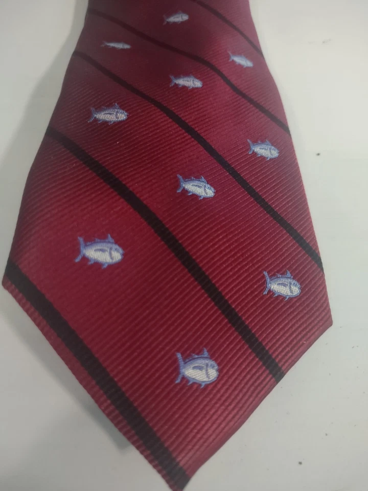 Corbata para el cuello Southern Tide - Logo clásico para hombre rojo intenso con rayas negras Foto 4 de 4