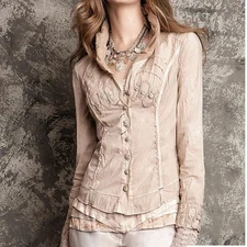 Elisa Cavaletti Embroidered Button Front Couture Jacket Ivory, Size M