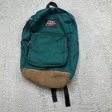 Rare 90s Vintage Nike Forest Green Nylon/Leather Backpack Issues with front Zip