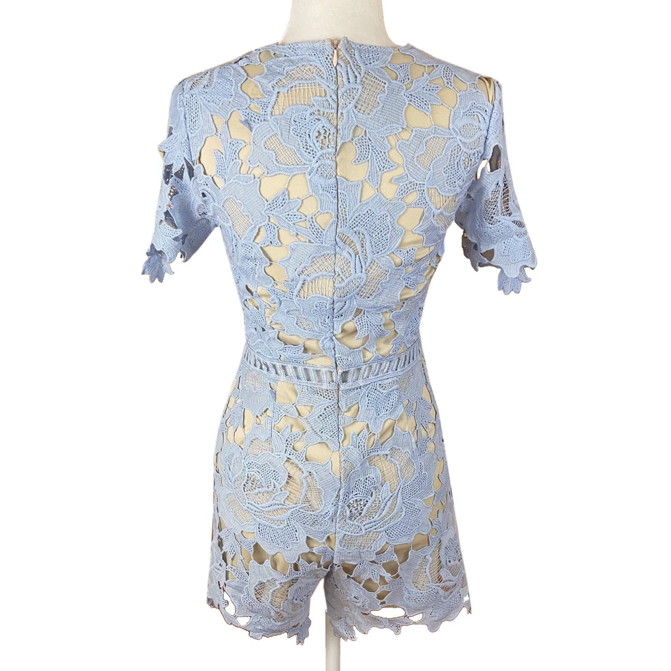 Mameluco Missguided Crochet Escalera Encaje Talla 4 Azul Profundo-V Mangas Cortas Forrado Nuevo con Etiquetas Foto 3 de 4