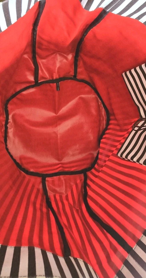 Bolso de Mano Henri Bendel Beach Cavas Marrón Rayas Rojo Acento Grande 26x15" Foto 4 de 4