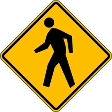 Lyle W11-2-30Ha Pedestrian Crossing Pictogram Traffic Sign, 30 In H, 30 In W,