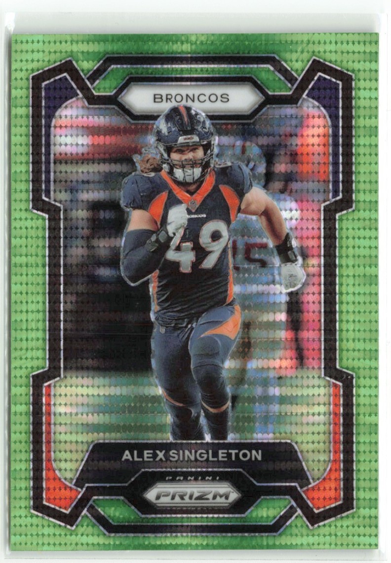Alex Singleton 2023 Panini Prizm Neon Green Pulsar Denver Broncos #84