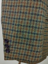 Alexandre Savile Row Tweed Blazer Men's 46R Brown Blue Wool Sport Coat Jacket