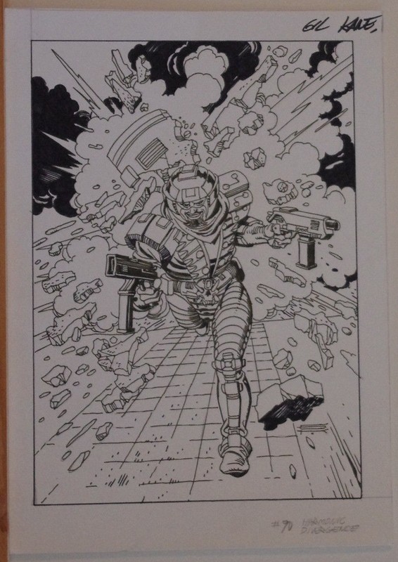 GIL KANE original card art, FLEER SKELETON WARRIORS #90, 9x13, 1995, Sabotage