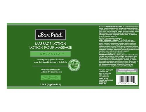 Bon Vital' BVORGL1G Loción de Masaje Orgánica Hecha con Certificado Orgánico Foto 2 de 4