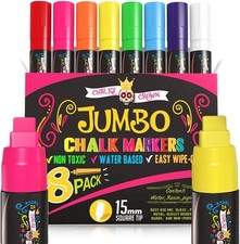 Jumbo Liquid Chalk Markers - Bold for 15 mm, 15mm - 8 Pack