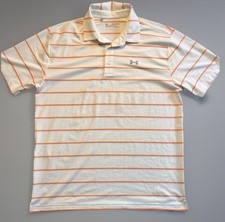 Under Armour White Heat Gear Size 2XL Men s Golf Polo orange Stripes