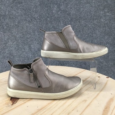 ECCO Ankle Boots Womens 39 Chelsea Gray Leather Casual Zip Comfort Round Toe
