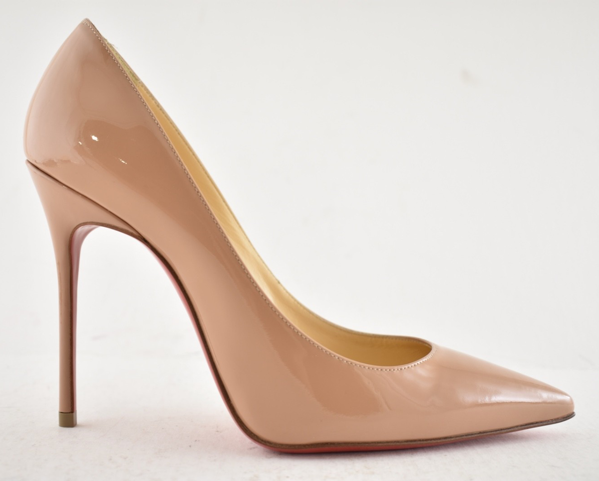 Christian Louboutin⭐︎デコルテ8.5cm 351/2リペア済み Christian Louboutin Decollete 554 100 Patent Nude 6248 Pointed