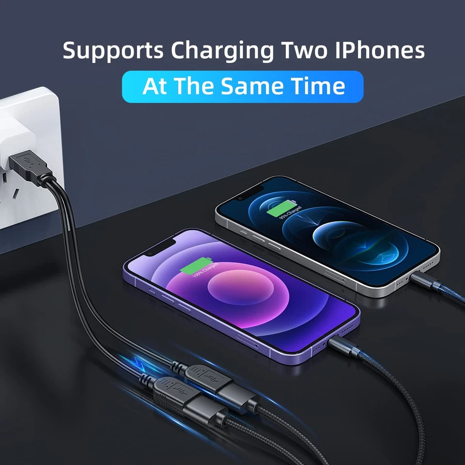 Cavo Sdoppiatore USB Cavo Doppio USB Maschio Femmina Y Splitter Per PC/iPhones.. - Immagine 3 di 4