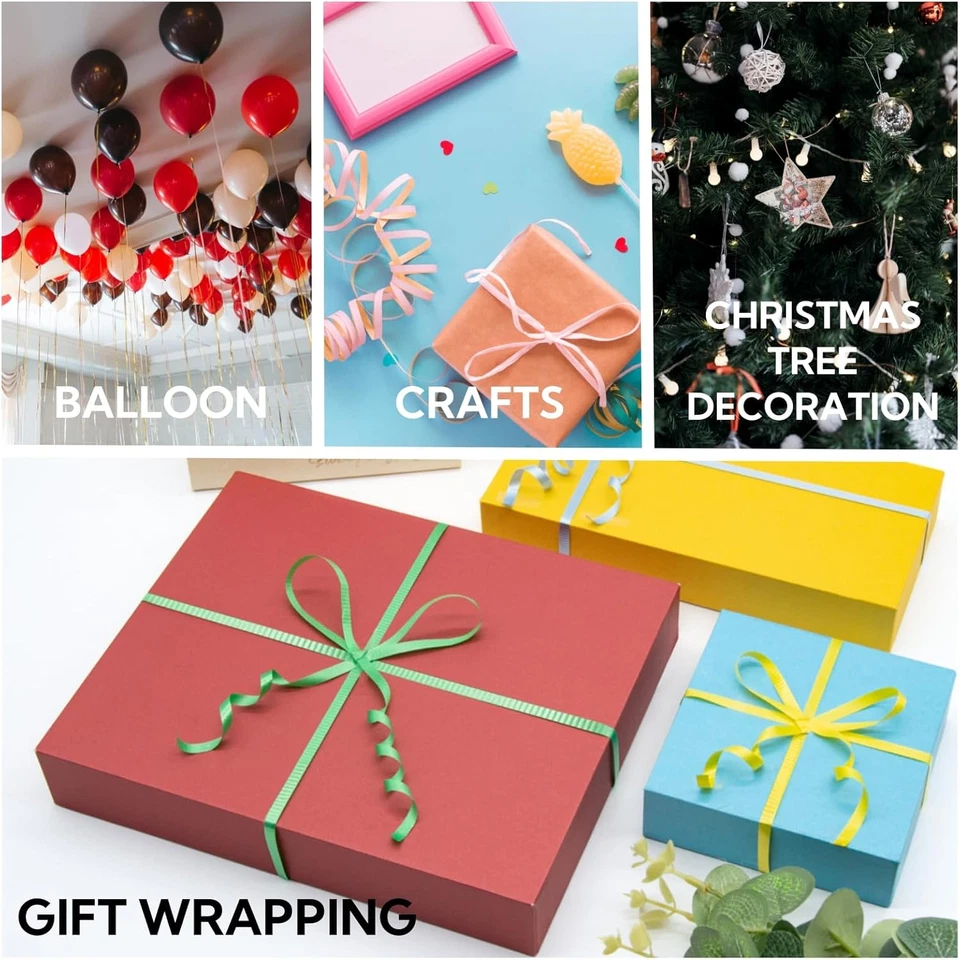 500 yardas 3/16" cinta rizadora prensada roja, cuerda de globo cinta rizada 1 rollo f Foto 4 de 4