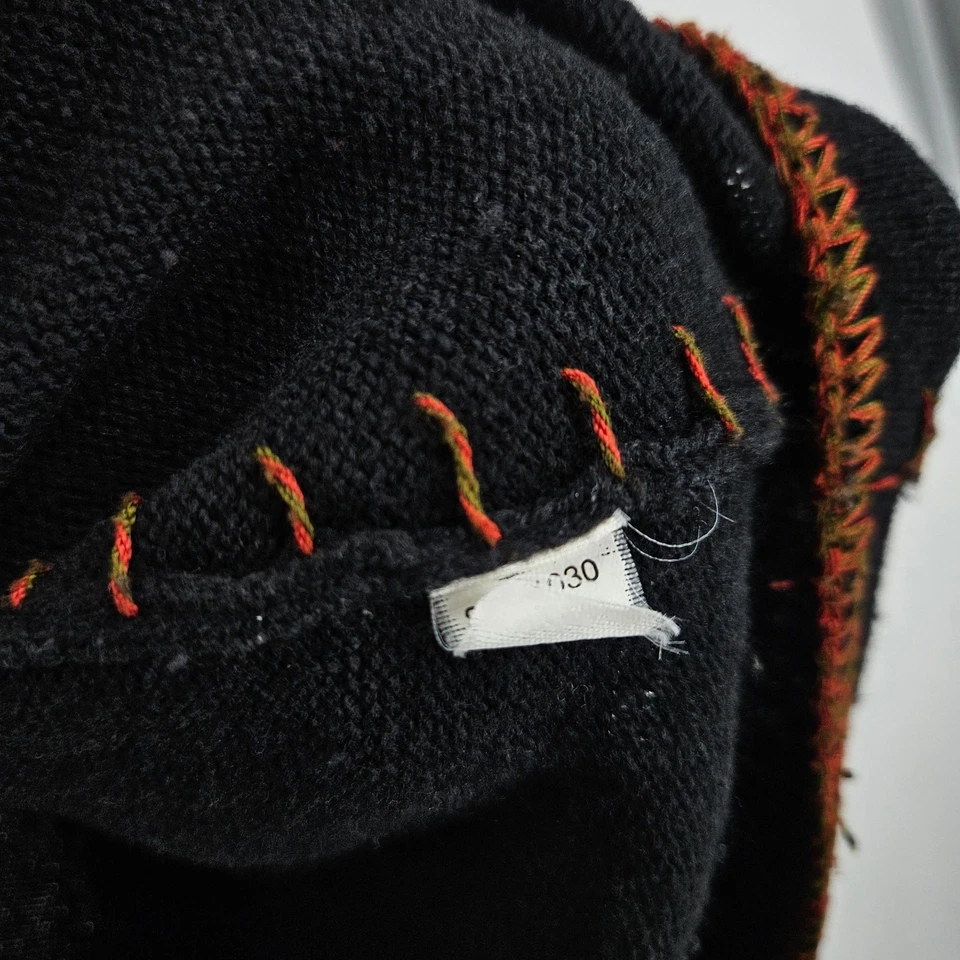 Suéter Vintage Y2k Lucky Brand Negro Lana Tejido Bordado Talla Grande S Foto 4 de 4