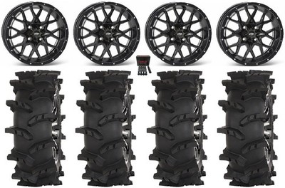 ITP Hurricane 15'' Wheels Black 33'' Outlaw Max Tires Kawasaki Teryx Mule
