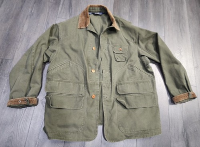 #ad #ad Polo Ralph Lauren Men#x27;s Chore Barn Canvas Hunting Jacket Green Size Large VTG $150.00