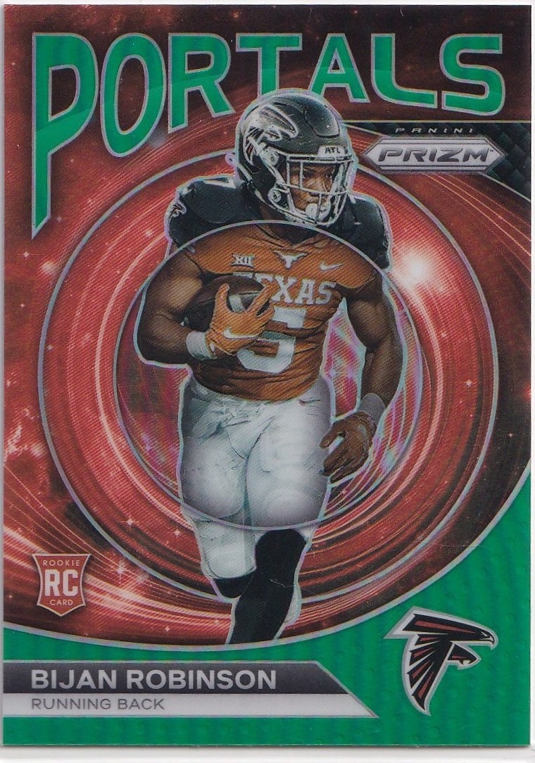 2023 Panini Prizm - Portals Green Prizm #PO-8 Bijan Robinson (RC) A00585
