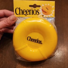 Vintage Cheerios Tot Container Yellow Baby Snack Cup Toddler Travel Flip Top Lid