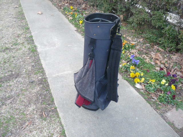 Cart Golf Bag 8" Lightweight Nylon Navy Blue Two Pockets No Rain Hood