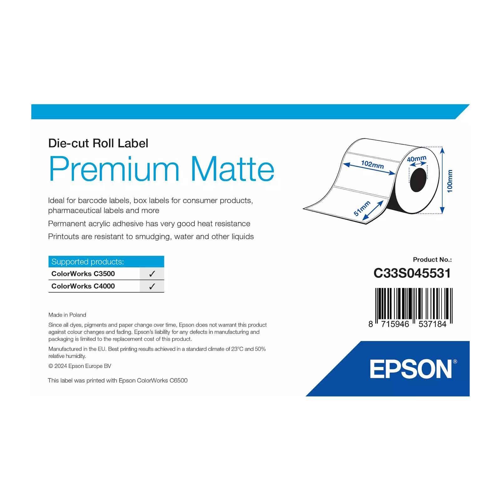 Epson Premium Matte Labels – 102 x 51 mm – 650 Pieces) - Image 2