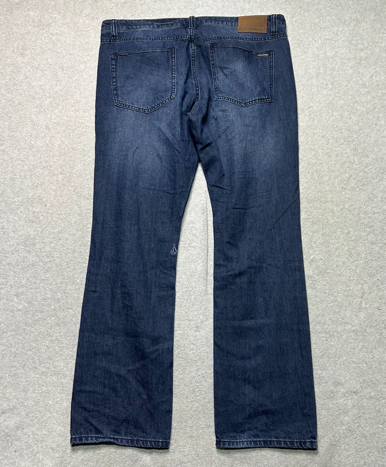 Volcom Jeans Mens 36 X 32 Vorta Slim Straight Dark Wash Blue Denim 100% Cotton - Image 2 of 4