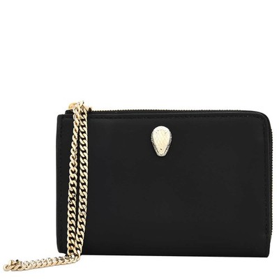 Bvlgari Black Serpenti Forever Zipped Leather Card Holder 293912