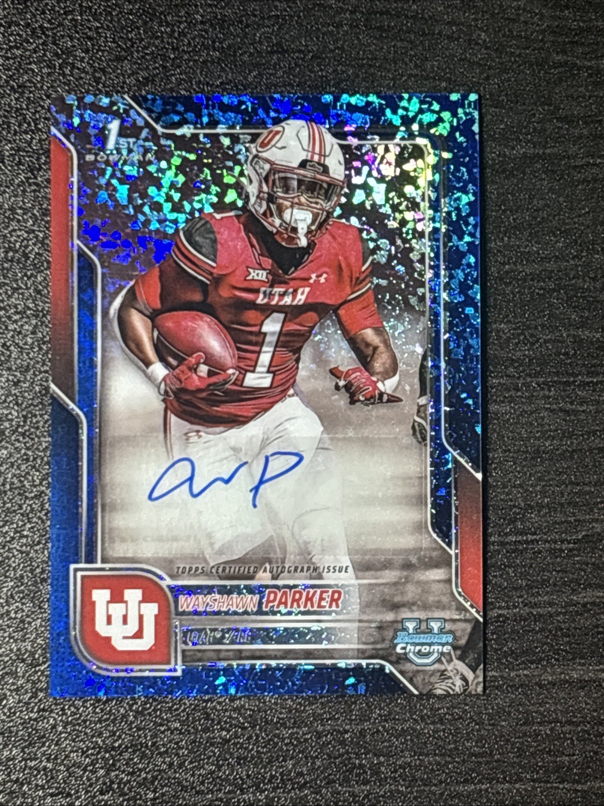 Wayshawn Parker 2025 Bowman Chrome U 1st Auto /150 Blue Mini-Diamond BCA-WP