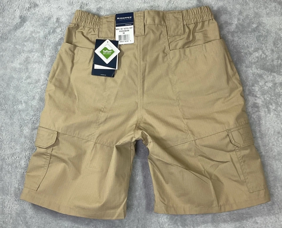 Propper Mens 34 X 9” Lightweight Tactical Cargo Shorts F5253 Beige Stain Resist - Image 2 of 4