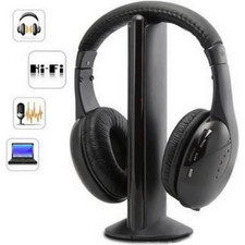 Casque sans fil 5 en 1 Hi-Fi écouteurs casque pour PC portable TV radio FM MP3