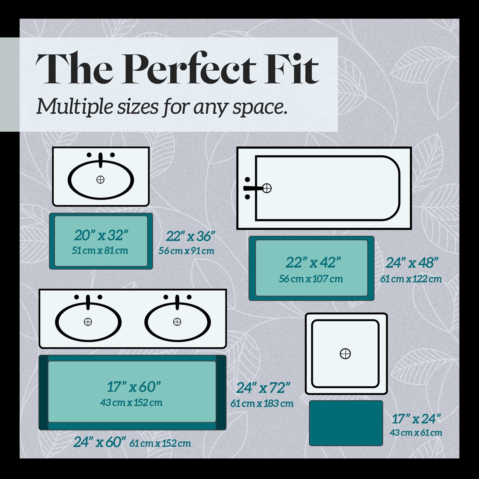 Genteele Memory Foam Bath Mat 22x36 Black - Non-Slip, Absorbent Velvet Rug