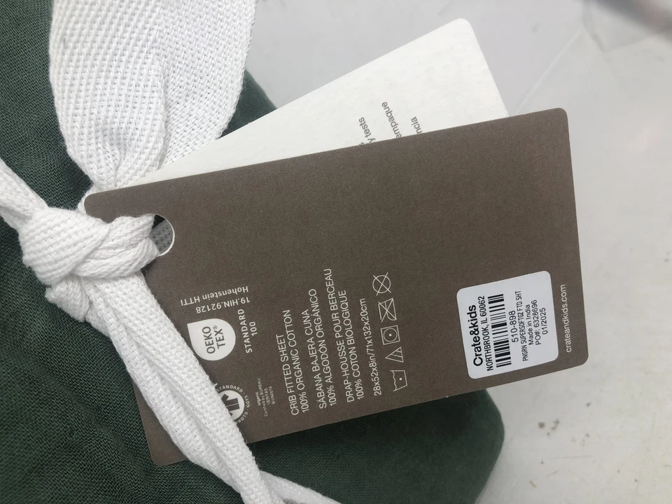 Sábana Ajustable Cuna Bebé Gasa Algodón Orgánico Verde Pino Supersuave Crate&Kids Foto 3 de 4