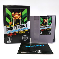 Donkey Kong 3 5 Screw Hangtab (NES) CIB - Authentic Good Condition