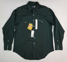 Vintage Wrangler Brushpopper Heavy Pearl Snap Cowboy Western Shirt 17-35 NEW NOS