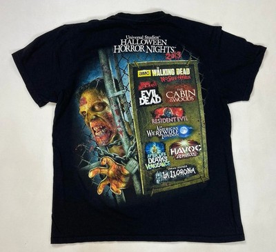 Universal Studios HHN 2013 Mazes Walking Dead Evil Dead Resident Evil T-Shirt M