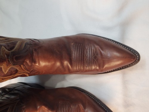 Mrns Tony Lama Brown Leather Cowboy Boots Sz 11 - Picture 9 of 13