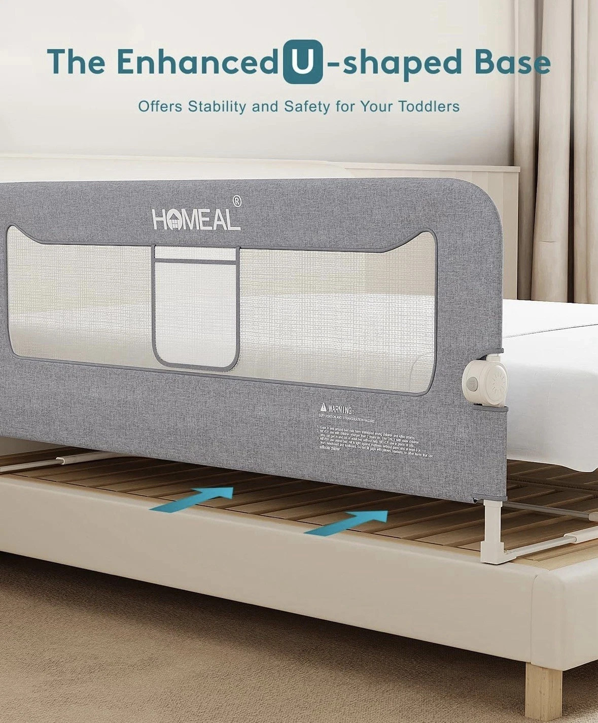 HOMEAL Bed Rail for Toddlers 59in Swing Down Baby Bed Rail Guard New